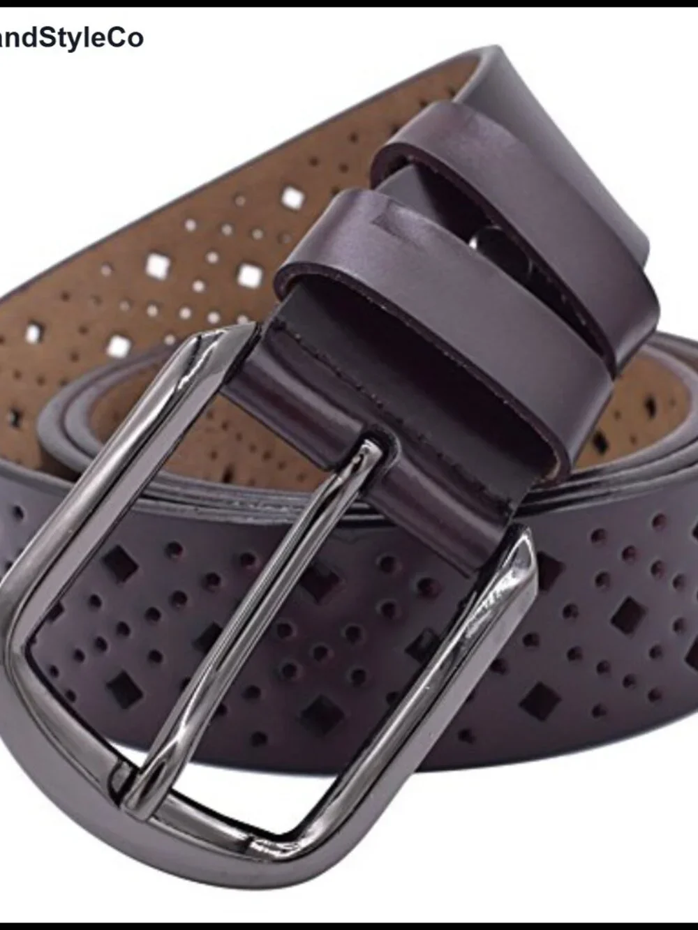 Genuine Leather Hollow Belts for Women with Pin Buckle Waist Belt